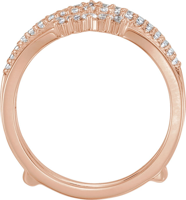14K Gold Round Natural Diamond Ring Guard – 1/2 CTW - Rose Gold - view 2