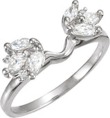 14K Gold Marquise Natural Diamond Wrap-Style Ring Enhancer - White Gold
