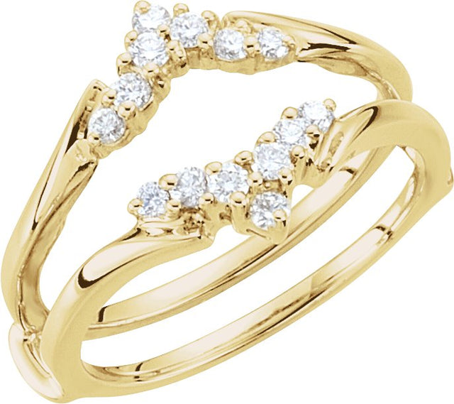 14K Gold Round Natural Diamond Ring Guard – 1.7mm Stones - Yellow Gold