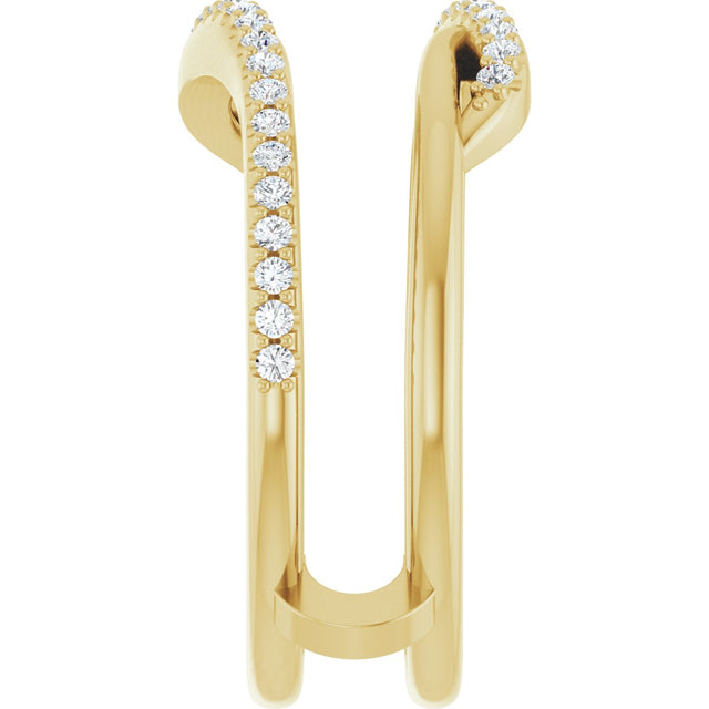 14K Gold Round Natural Diamond Ring Guard II - Yellow Gold - view 4