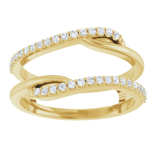 14K Gold Round Natural Diamond Ring Guard II - Yellow Gold - view 3