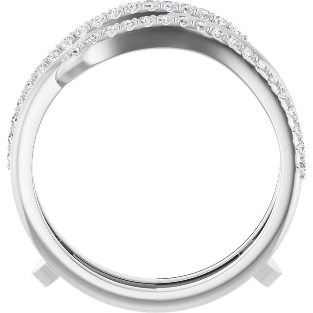 Platinum Round Natural Diamond Ring Guard II - view 2