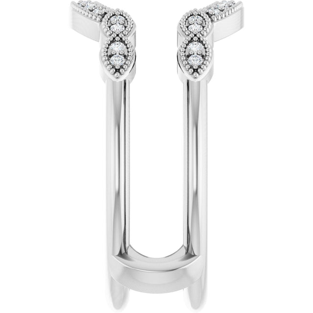 Platinum Round Lab-Grown Diamond Vintage-Inspired Ring Guard - view 4