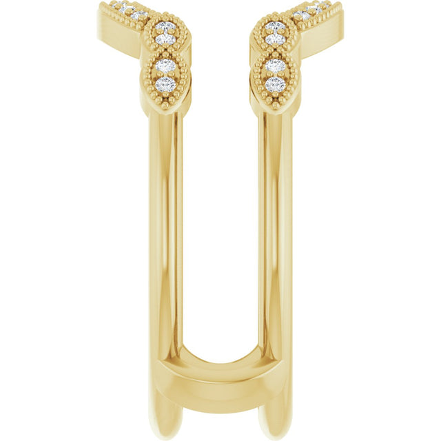 14K Gold Round Natural Diamond Vintage-Inspired Ring Guard - Yellow Gold - view 4