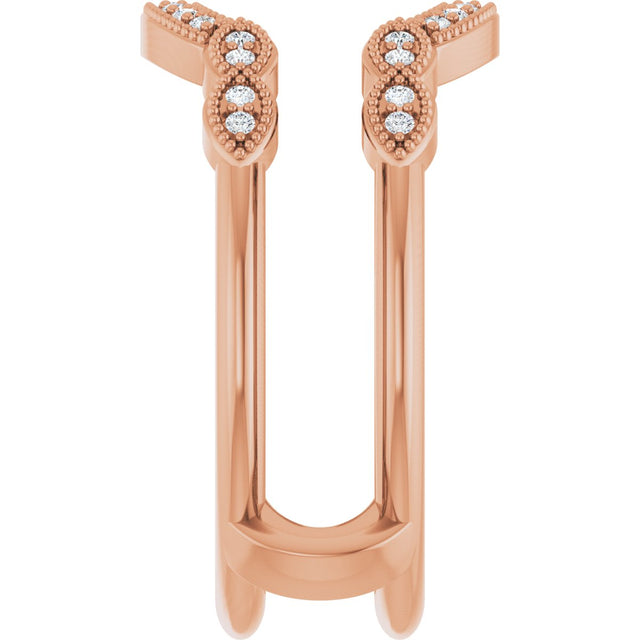 14K Gold Round Lab-Grown Diamond Vintage-Inspired Ring Guard - Rose Gold - view 4