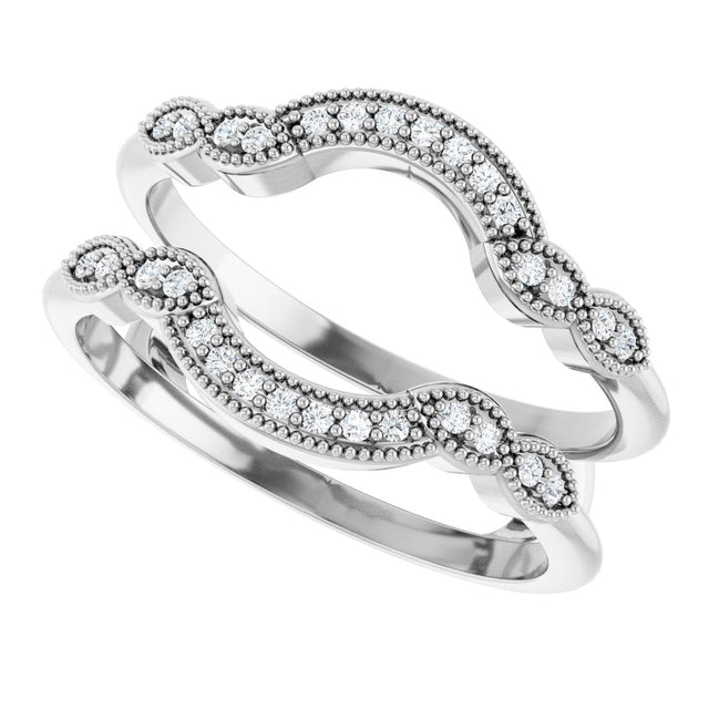 Platinum Round Lab-Grown Diamond Vintage-Inspired Ring Guard - view 5