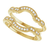 14K Gold Round Natural Diamond Vintage-Inspired Ring Guard - Yellow Gold - view 5