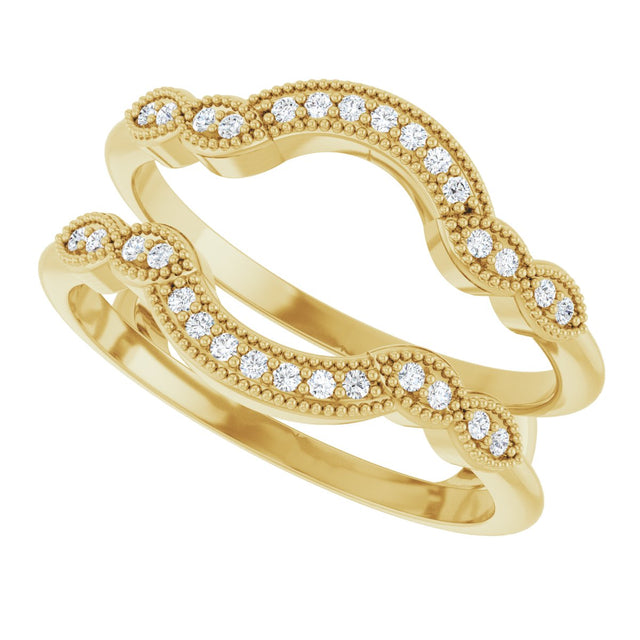 14K Gold Round Lab-Grown Diamond Vintage-Inspired Ring Guard - Yellow Gold - view 5