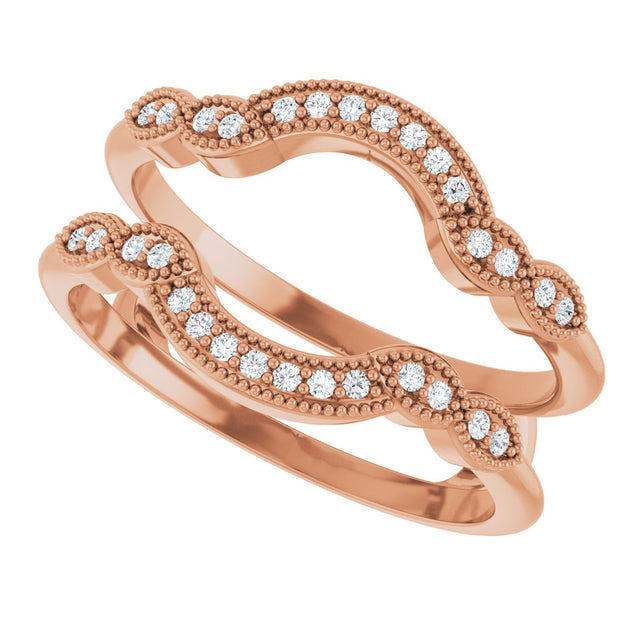 14K Gold Round Lab-Grown Diamond Vintage-Inspired Ring Guard - Rose Gold - view 5