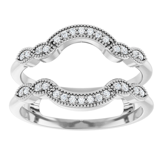 Platinum Round Lab-Grown Diamond Vintage-Inspired Ring Guard - view 3