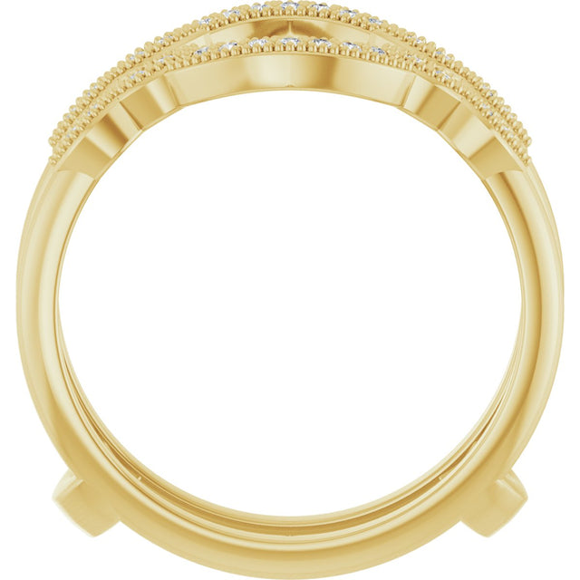 14K Gold Round Lab-Grown Diamond Vintage-Inspired Ring Guard - Yellow Gold - view 2