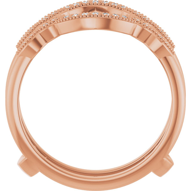 14K Gold Round Lab-Grown Diamond Vintage-Inspired Ring Guard - Rose Gold - view 2
