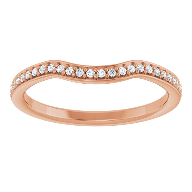 14K Gold Round Lab-Grown Diamond Contour Band – 1mm Stones - Rose Gold - view 3