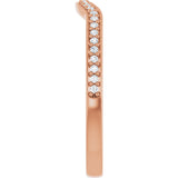14K Gold Round Natural Diamond Contour Band – 1mm Stones - Rose Gold - view 4