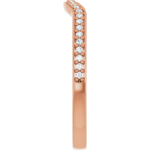 14K Gold Round Natural Diamond Contour Band – 1mm Stones - Rose Gold - view 4