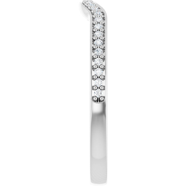 14K Gold Round Lab-Grown Diamond Contour Band – 1mm Stones - White Gold - view 4