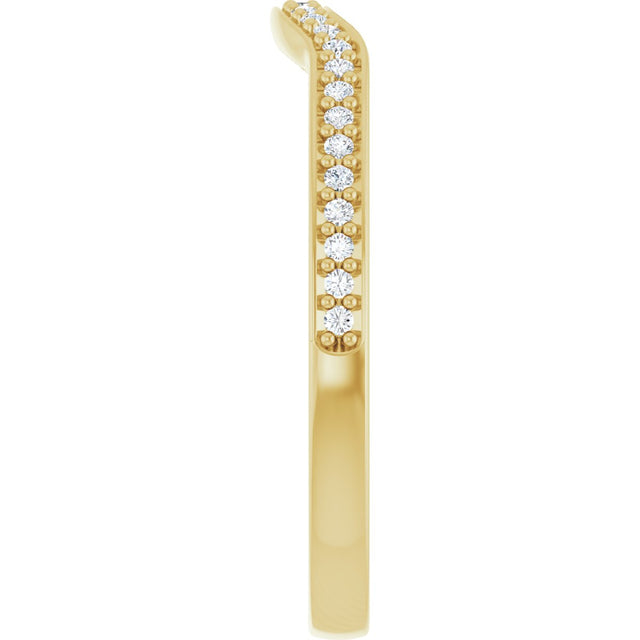 14K Gold Round Lab-Grown Diamond Contour Band – 1mm Stones - Yellow Gold - view 4