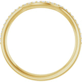 14K Gold Round Natural Diamond Contour Band – 1mm Stones - Yellow Gold - view 2