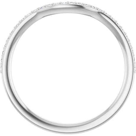 Platinum Round Natural Diamond Contour Band – 1mm Stones - view 2