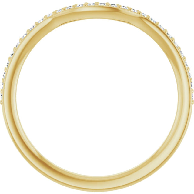 14K Gold Round Lab-Grown Diamond Contour Band – 1mm Stones - Yellow Gold - view 2