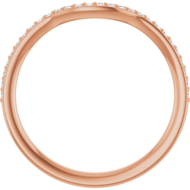 14K Gold Round Lab-Grown Diamond Contour Band – 1mm Stones - Rose Gold - view 2
