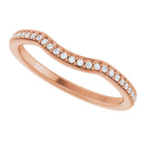 14K Gold Round Natural Diamond Contour Band – 1mm Stones - Rose Gold - view 5