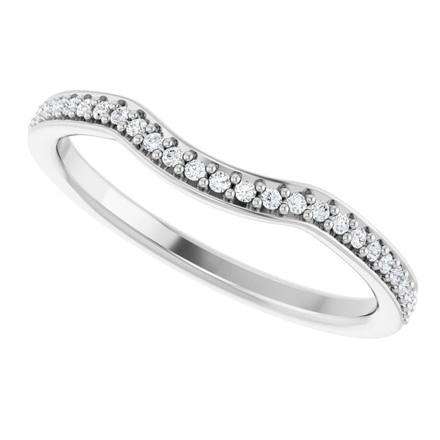 14K Gold Round Lab-Grown Diamond Contour Band – 1mm Stones - White Gold - view 5