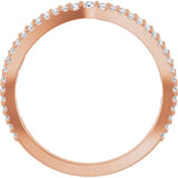14K Gold Round Natural Diamond Contour Band – 1.5mm Stones - Rose Gold - view 2