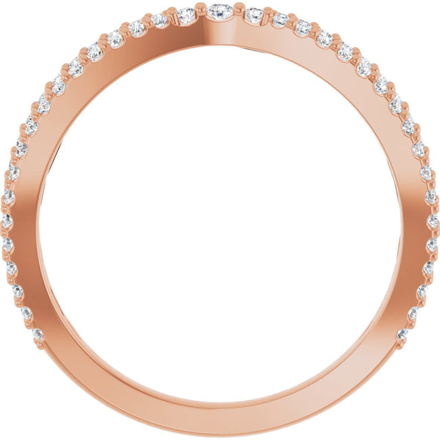 14K Gold Round Natural Diamond Contour Band – 1.5mm Stones - Rose Gold - view 2