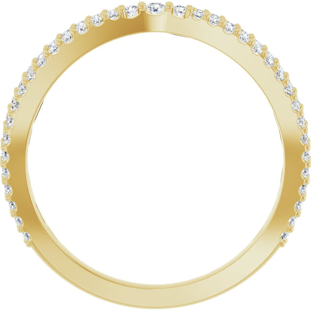 14K Gold Round Natural Diamond Contour Band – 1.5mm Stones - Yellow Gold - view 2