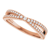 14K Gold Round Natural Diamond Contour Band – 1.5mm Stones - Rose Gold - view 5