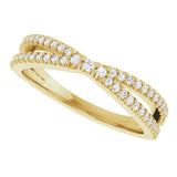 14K Gold Round Natural Diamond Contour Band – 1.5mm Stones - Yellow Gold - view 5