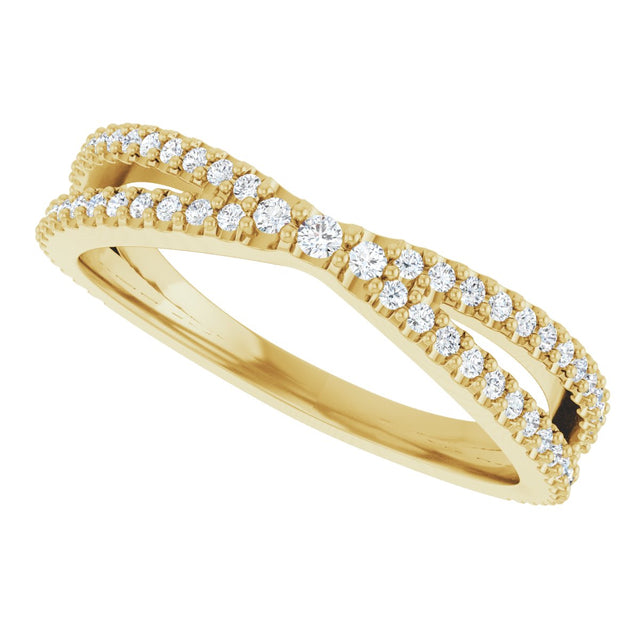 14K Gold Round Natural Diamond Contour Band – 1.5mm Stones - Yellow Gold - view 5