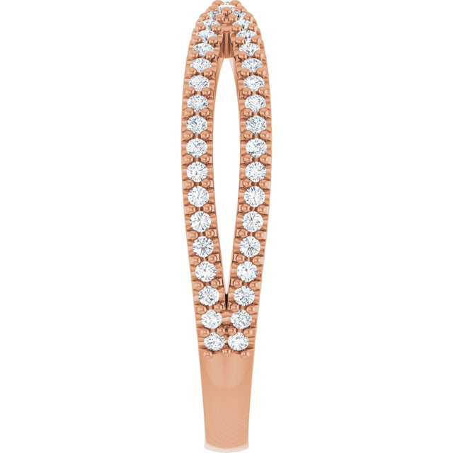 14K Gold Round Natural Diamond Contour Band – 1.5mm Stones - Rose Gold - view 4