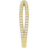 14K Gold Round Natural Diamond Contour Band – 1.5mm Stones - Yellow Gold - view 4
