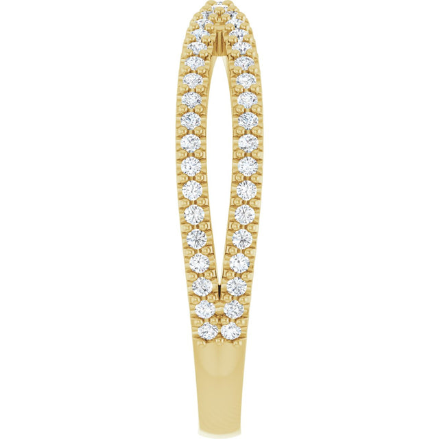 14K Gold Round Natural Diamond Contour Band – 1.5mm Stones - Yellow Gold - view 4