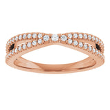 14K Gold Round Natural Diamond Contour Band – 1.5mm Stones - Rose Gold - view 3