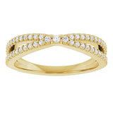 14K Gold Round Natural Diamond Contour Band – 1.5mm Stones - Yellow Gold - view 3