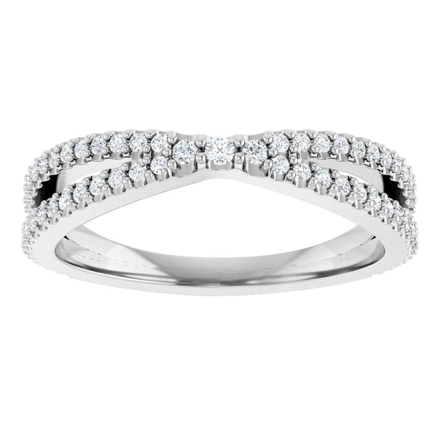 Platinum Round Natural Diamond Contour Band – 1.5mm Stones - view 3