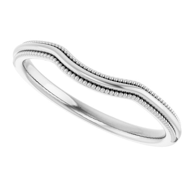 Platinum Beaded Edge Contour Band - view 5