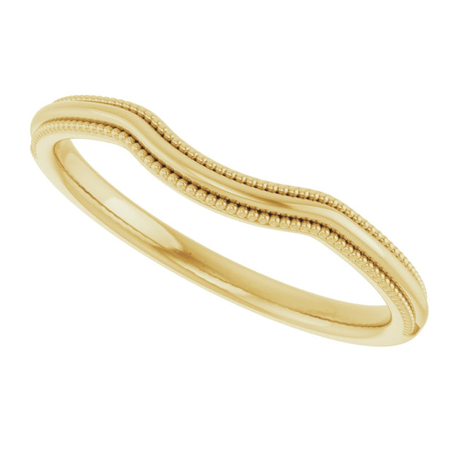 10K Gold Beaded Edge Contour Band - view 5