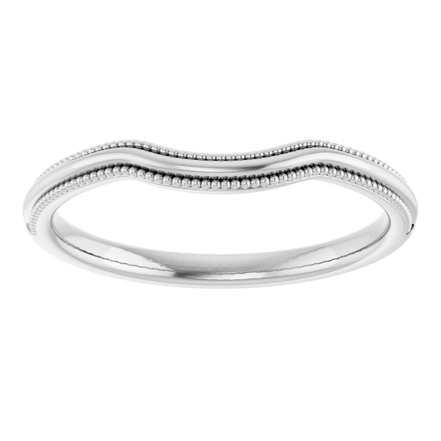 14K Gold Beaded Edge Contour Band - White Gold - view 3