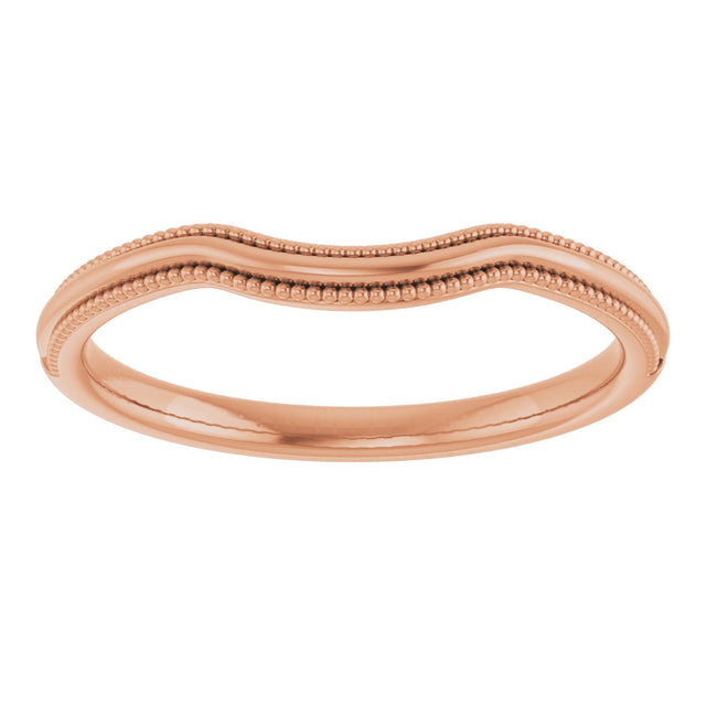 14K Gold Beaded Edge Contour Band - Rose Gold - view 3
