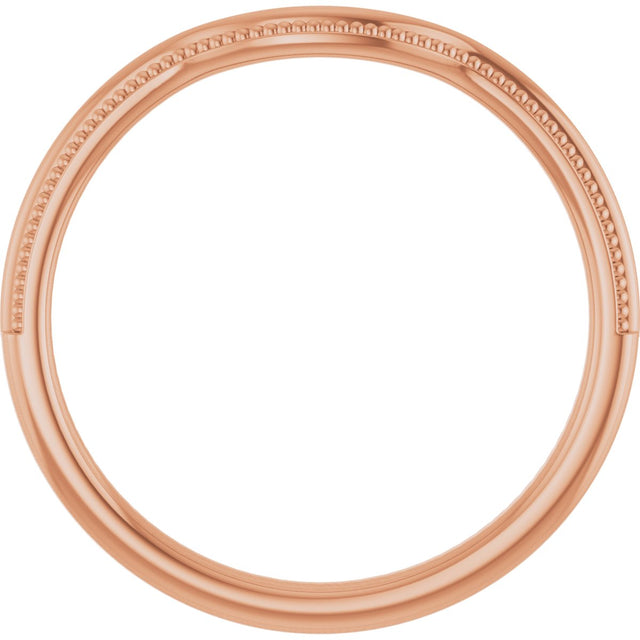14K Gold Beaded Edge Contour Band - Rose Gold - view 2
