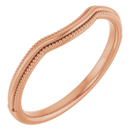 14K Gold Beaded Edge Contour Band - Rose Gold