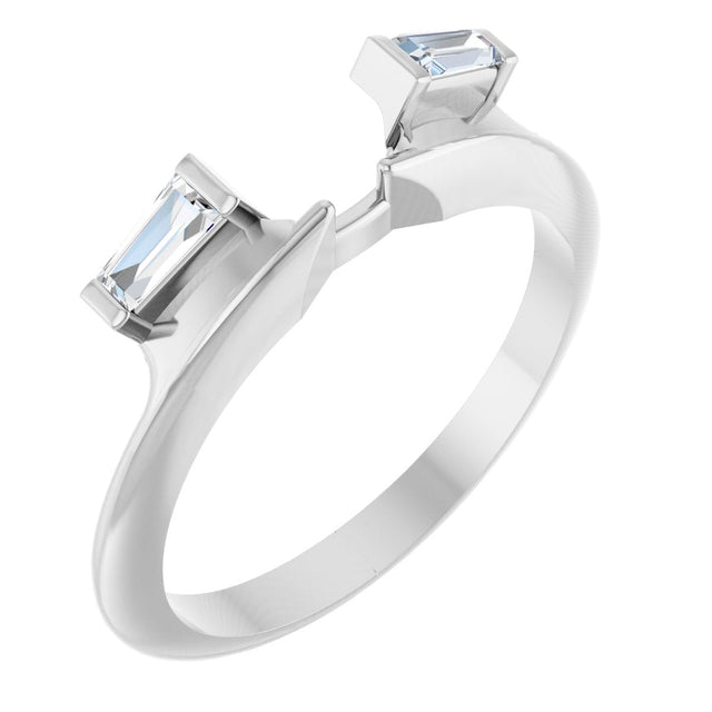 14K Gold Tapered Baguette Natural Diamond Wrap-Style Ring Enhancer - White Gold