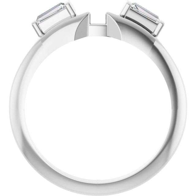 Platinum Tapered Baguette Natural Diamond Wrap-Style Ring Enhancer - view 2