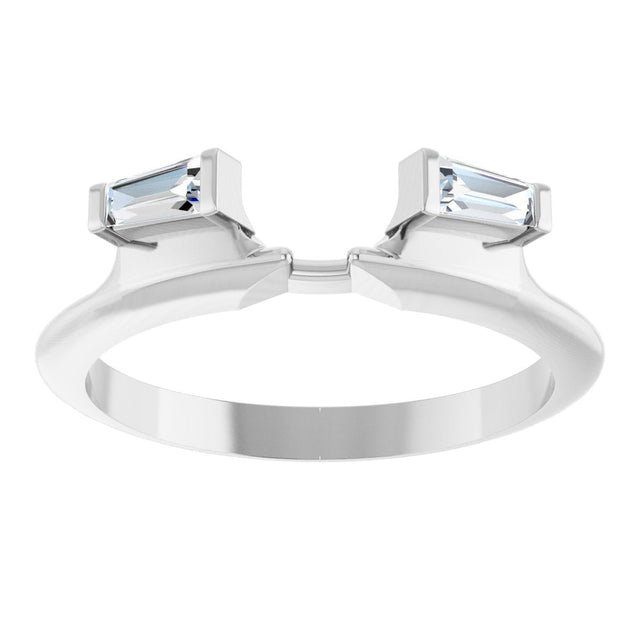 Platinum Tapered Baguette Natural Diamond Wrap-Style Ring Enhancer - view 3