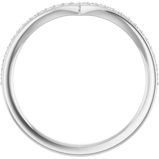 Platinum Round Natural Diamond V Contour Band - view 2