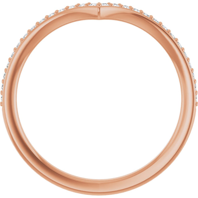 14K Gold Round Lab-Grown Diamond V Contour Band - Rose Gold - view 2